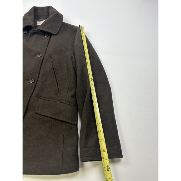 Vintage J. Crew Chocolate Brown Wool Double Breasted Pea Coat Small - Picture 4 of 7